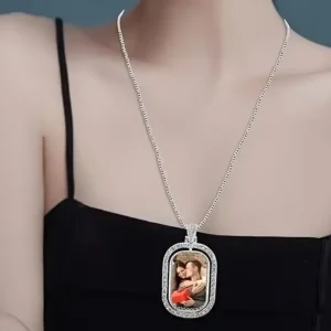 pendentif photo double face personnalisé avec collier