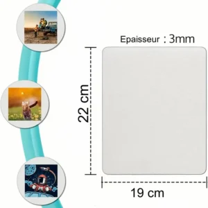 tapis de souris de sublimation 22 cm x 19 cm x 3 mm
